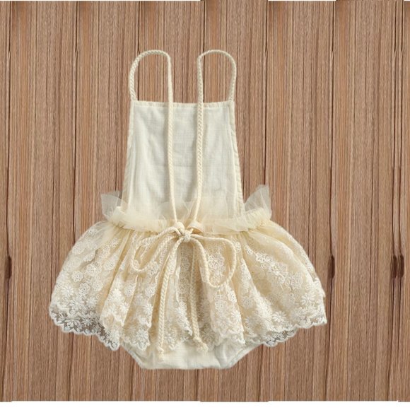 Boho Gold Romper Lace Fall Thanksgiving Girl Outfit Clothes Christmas New Year - Picture 4 of 9